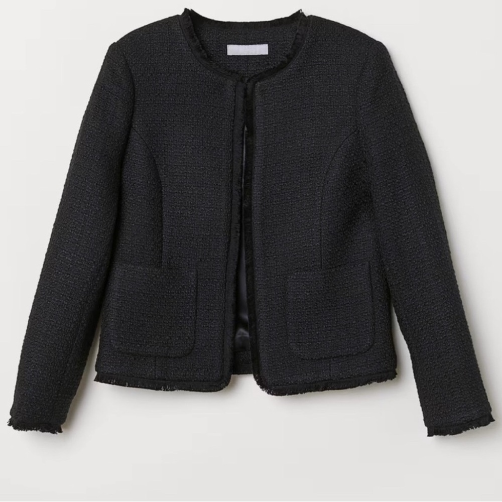 H&M Black Textured Jacket Size 8